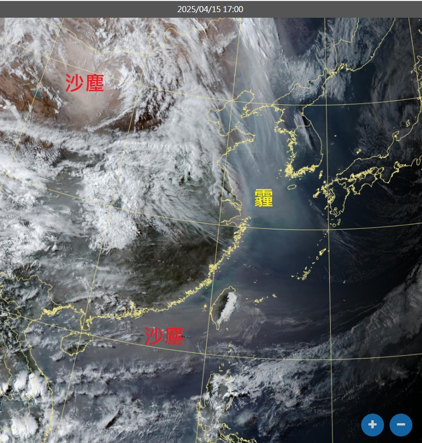 衛星雲圖看沙塵暴!鄭明典揭「南下侵台機率」:台灣附近暫時散不去