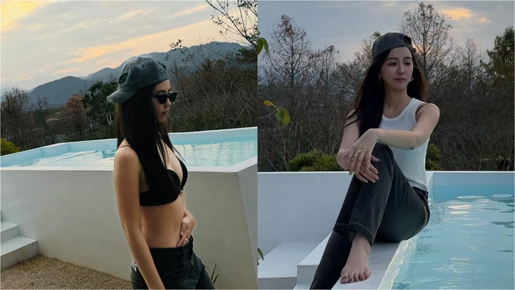 周曉涵泳池大解放「開深V穿搭」太辣！黑Bra「深溝炸出雪球」吸萬人狂讚