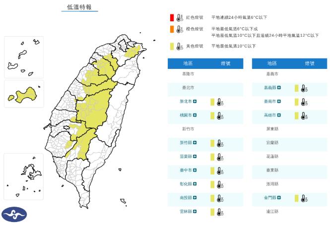 快新聞／冷氣團發威！12縣市低溫特報　冷到明天