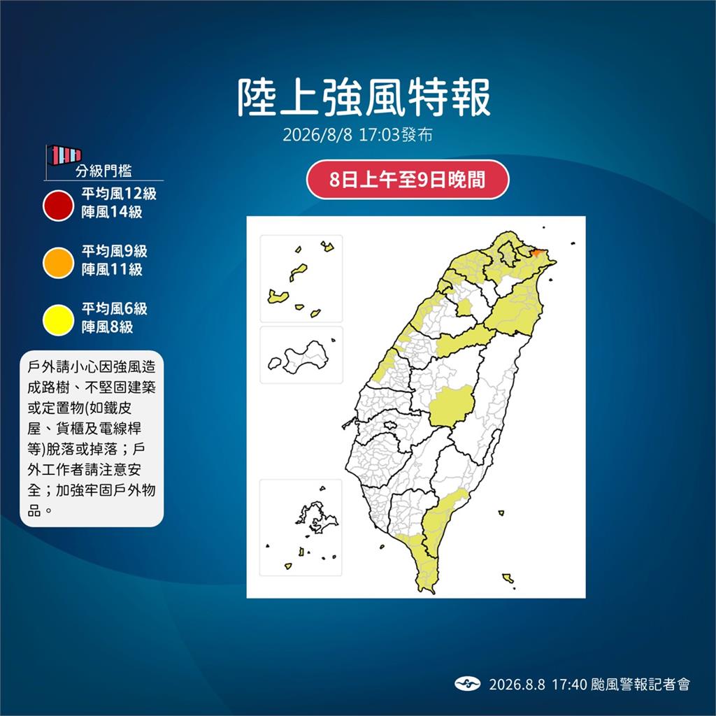 快新聞／白海豚「超胖暴風圈」掠台！北部豪雨不斷　這些縣市嚴防強風