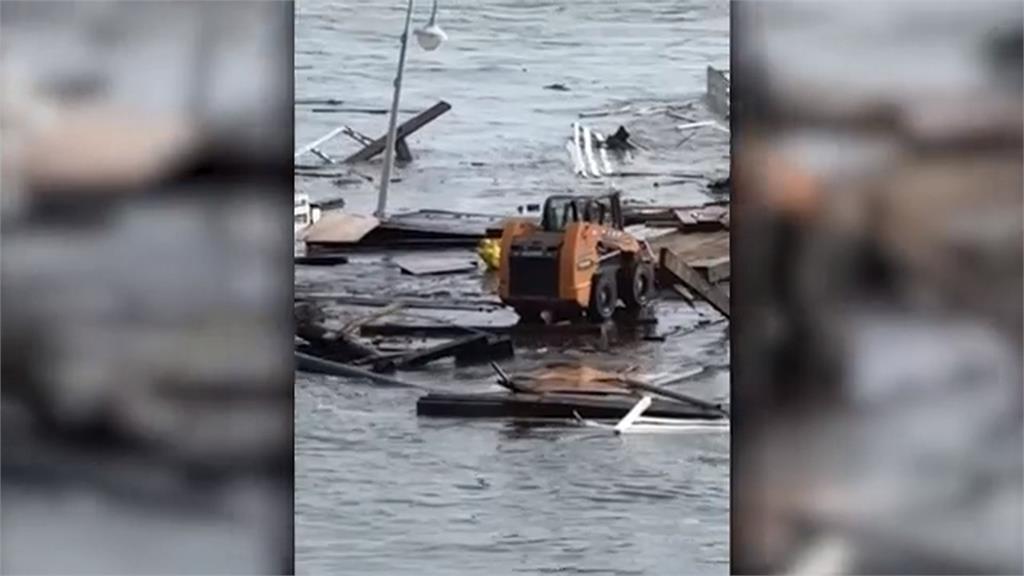 加州碼頭不敵巨浪遭沖毀「3人落海」 當局封鎖海灘善後
