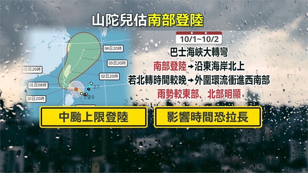 中颱山陀兒「長胖又西偏」　蘭嶼宣布9/30停班停課