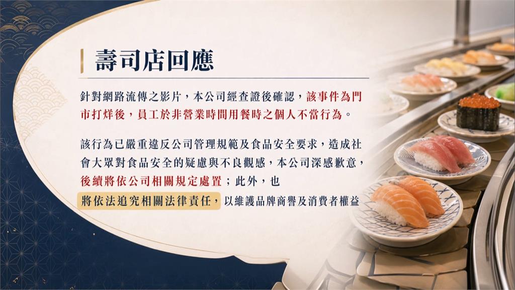 打烊後員工脫序惡搞！　迴轉軌道當吧台　壽司保護蓋玩疊疊樂