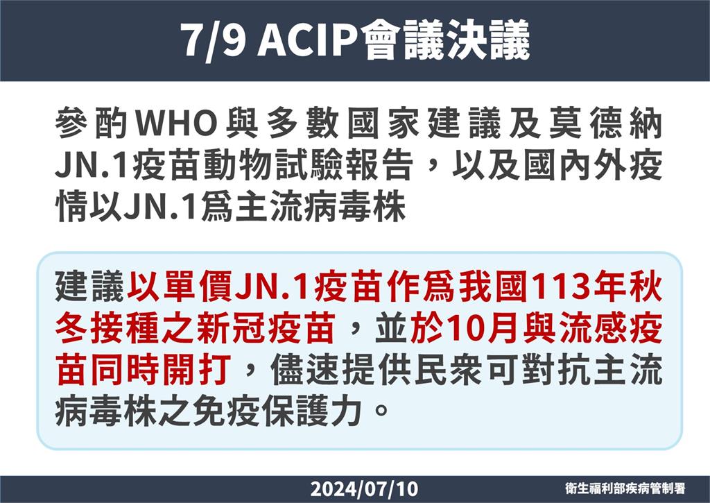 快新聞／新版COVID-19疫苗確定選JN.1　與流感疫苗10/1同步開打