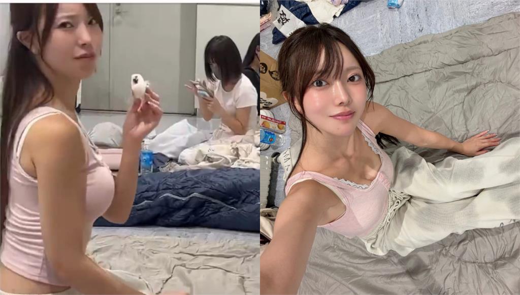 被颱風困在機場！女偶像當場躺平「只穿清涼背心」激辣新聞畫面網急：這能播？