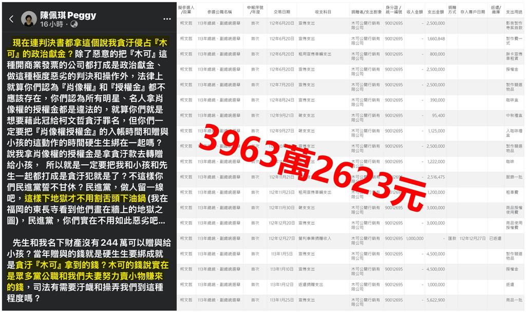 陳佩琪突脫口「木可的錢」真心話！四叉貓愣「會下地獄」甩關鍵圖：柯文哲活該被抓去關