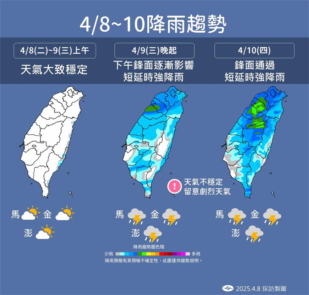 快新聞/慎防雷雨!明午後鋒面報到「由北到南變天」 「這天」雨區、影響範圍更大