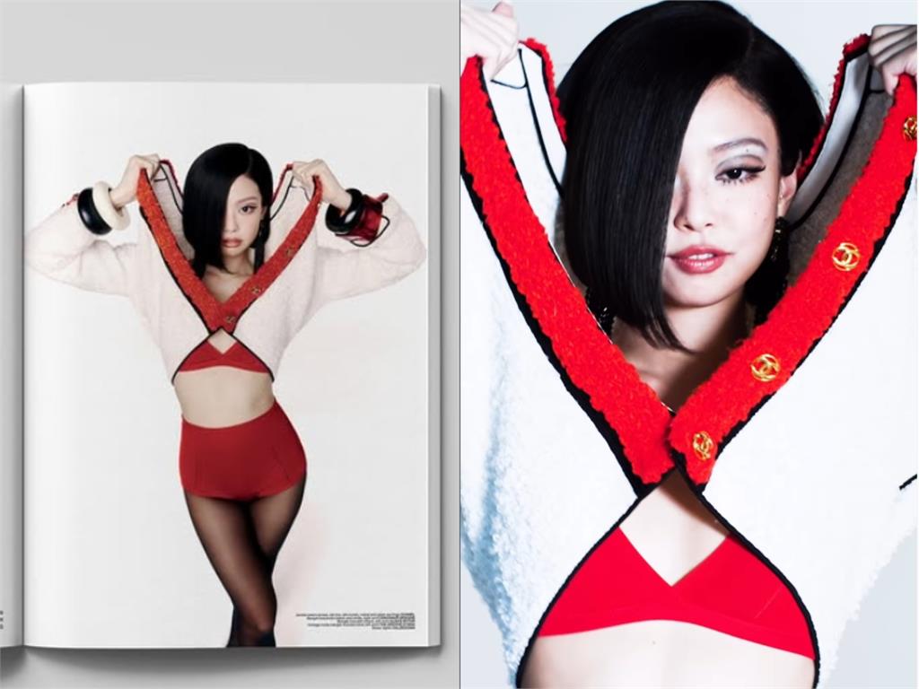 Jennie猛扯毛衣「火紅Bra現蹤」噴大V!暴改「鮑伯頭」登封面網驚:于美人?