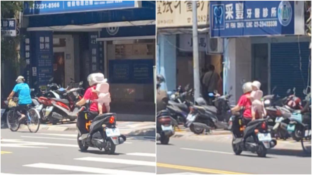 永和機車嬤載幼嬰「細繩綁肉身」站後座!安全帽0護頭「完命失重片」流出