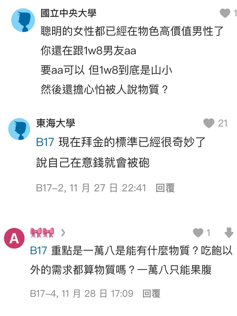 男友月收18k狠酸她「價值觀不行」 網搖頭:麵包也很重要