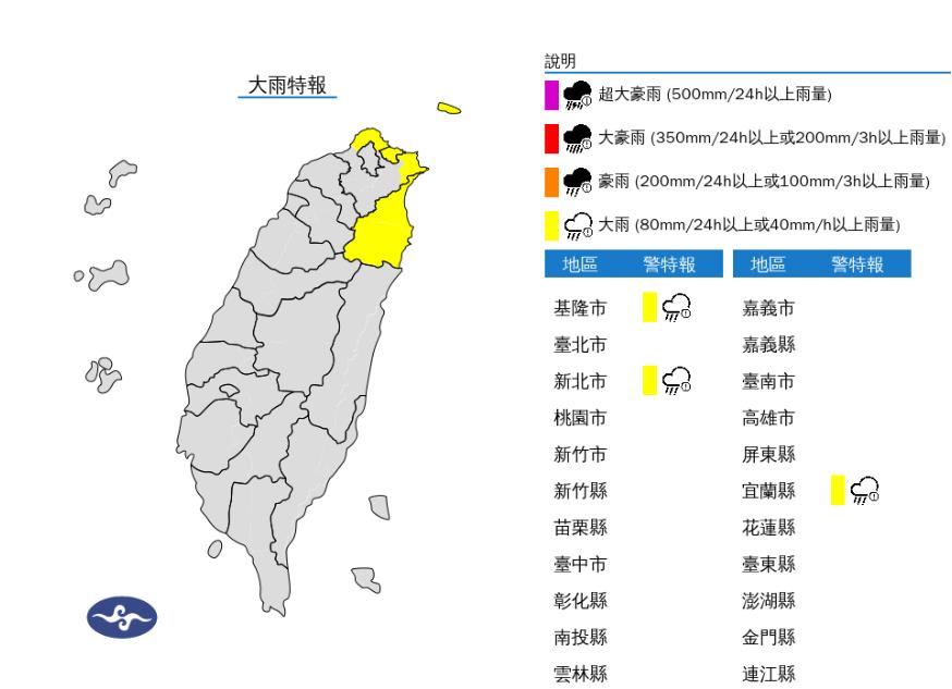 快新聞/3縣市大雨特報