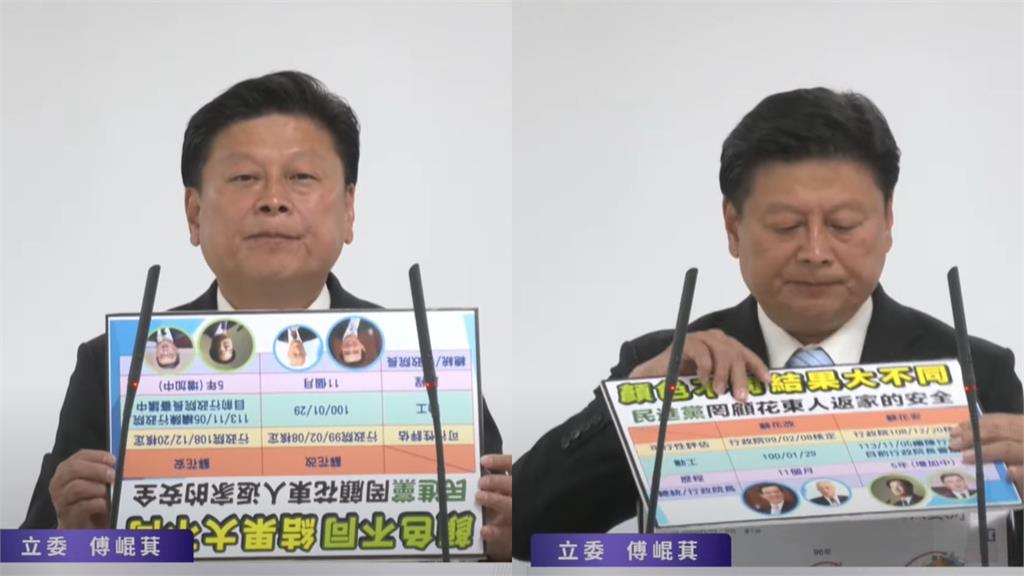 傅崐萁罷免說明會「手板拿反7秒」超尷尬！「慌張跑下樓」畫面曝…罷團喊：要倒了