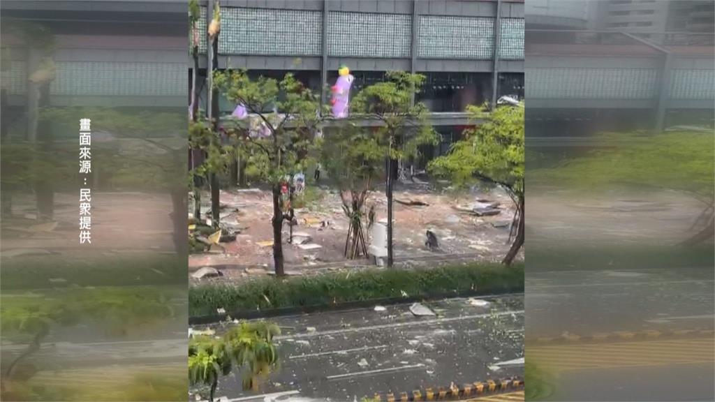 驚爆!台中新光三越12樓炸出整排大洞 現場如戰場