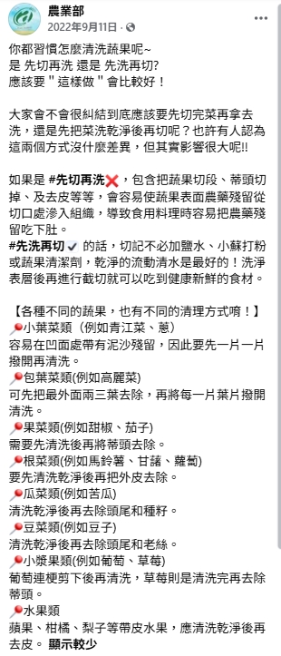 蔬果「1吃法」恐農藥下肚!農業部曝正確順序:清洗表皮別放「3地雷」別放
