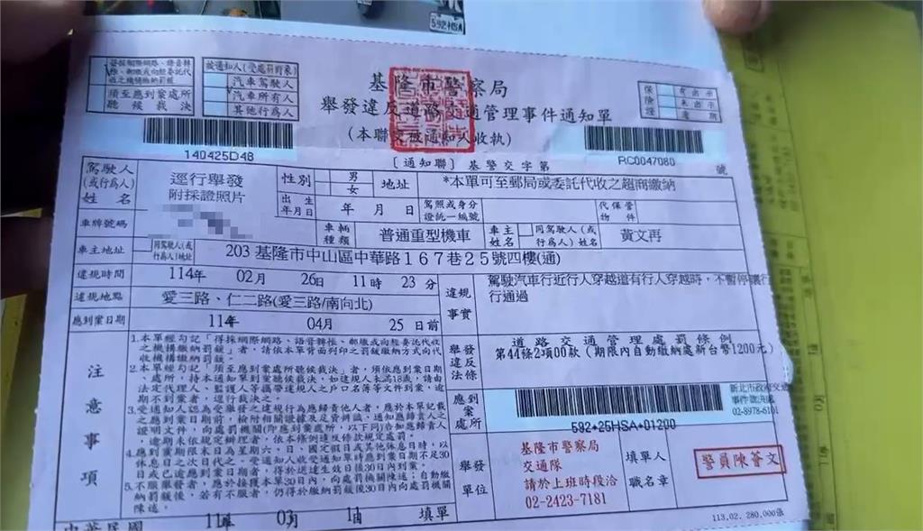 騎士突收「未禮讓行人」罰單超傻眼！到現場一看…「真相」竟是這個