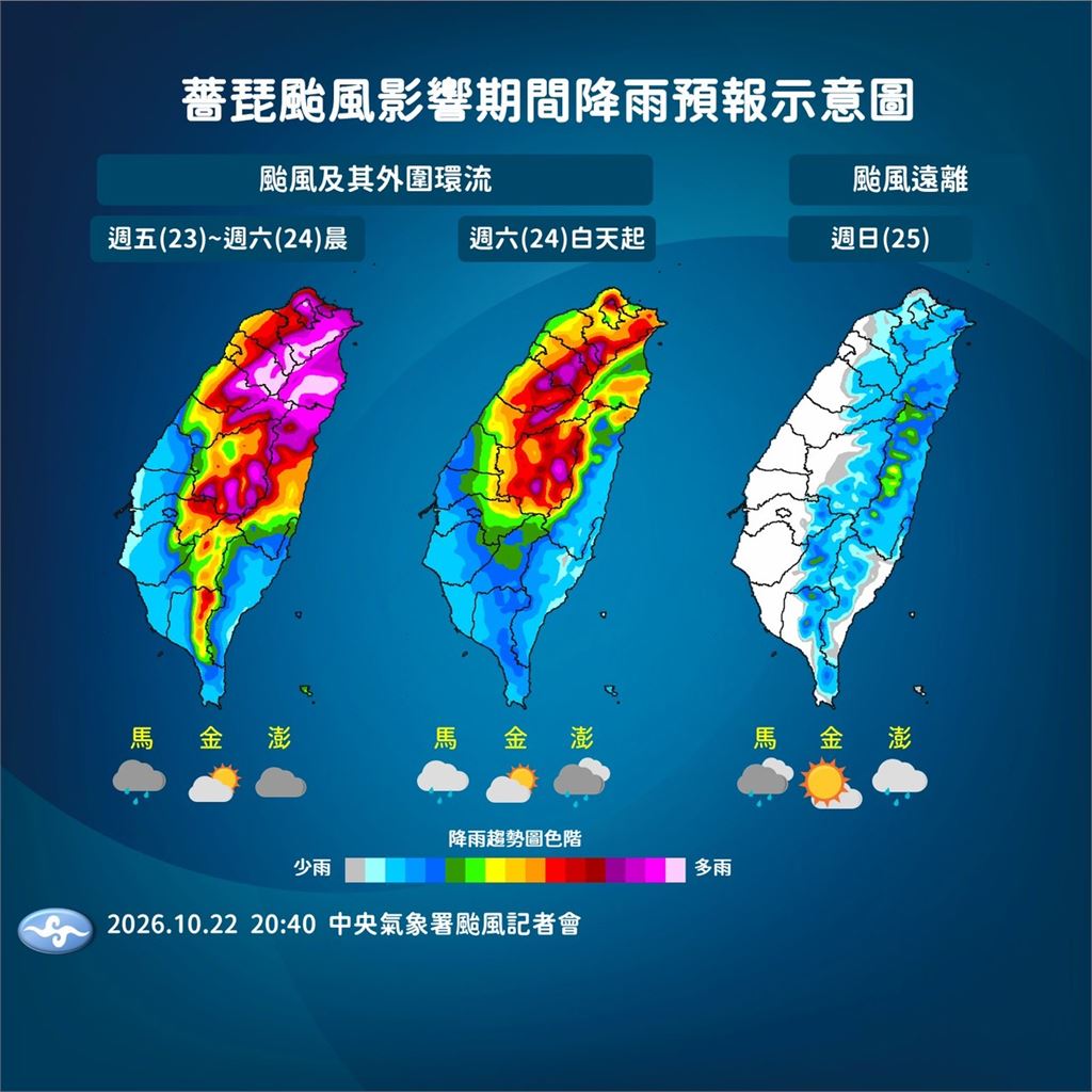 快新聞／「薔琵」撲台！「這地區」今晚恐有超大豪雨　氣象署曝雨勢趨緩時間點