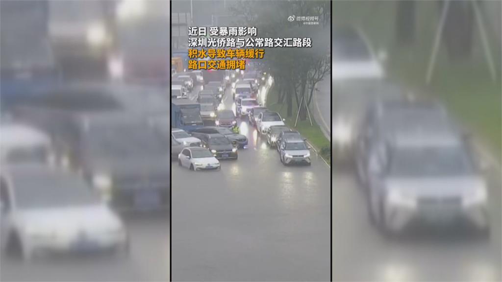 中國暴雨成災!深圳全市停課 惠州女騎士險遭洪水沖走