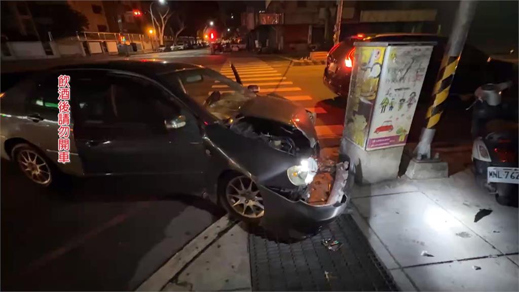 台中兩車相撞 波及變電箱釀2傷 肇事男子酒測值超標送辦