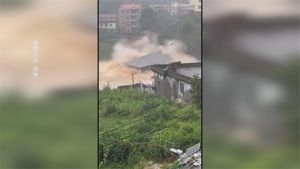 沙德爾「回馬槍」襲中國 暴雨釀洪水 沖垮3層樓民宅