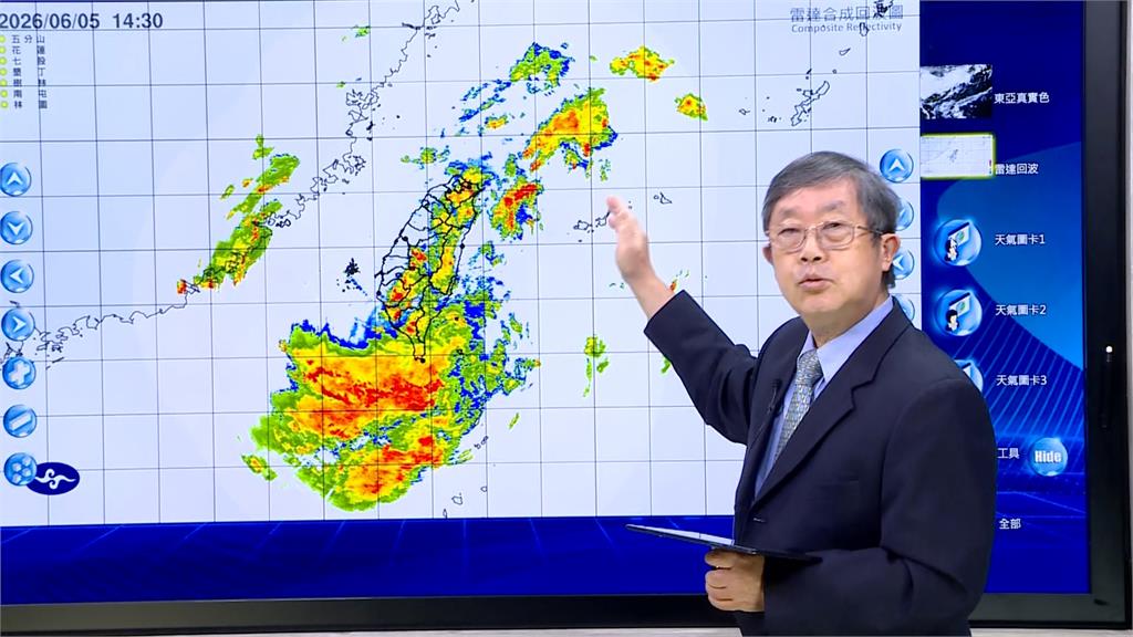 西南風+滯留鋒夾擊雷雨炸十天　氣象署：預估一路下到六月中旬