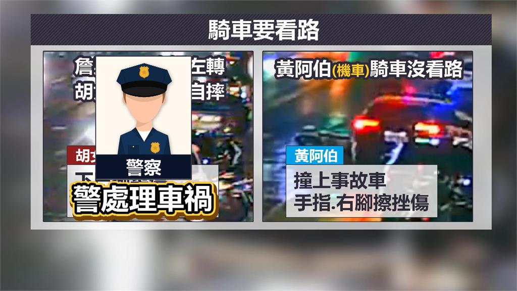 駕駛違規左轉害騎士自摔 警趕赴現場又目睹另起車禍