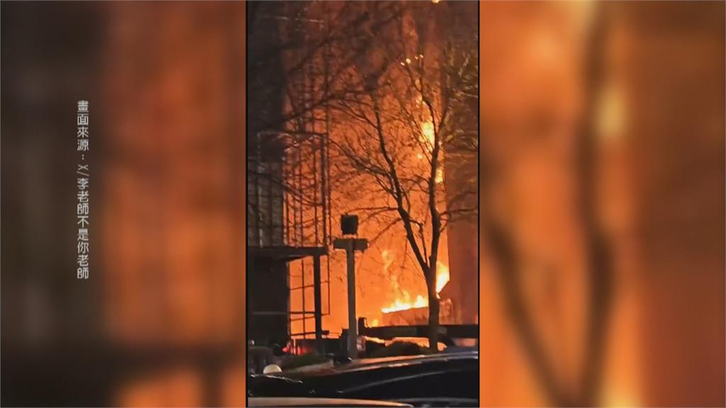 中國山西大樓暗夜惡火 火勢迅速竄燒! 至少3死20多人傷