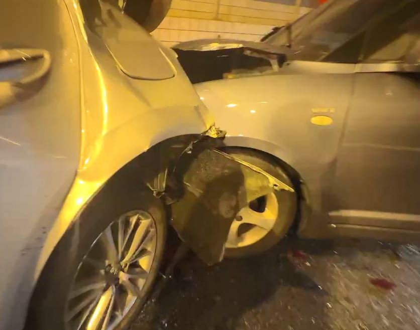 基隆大業隧道3車追撞！　白車遭「前後夾擊」一度回堵5公里