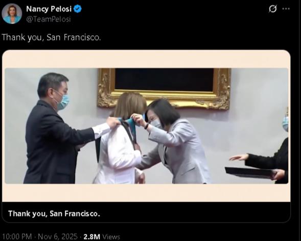 85歲裴洛西宣布不再連任!「成25年來首位訪台」眾院議長致謝片小英現身