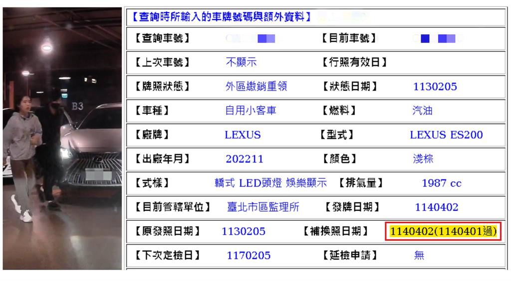 徐巧芯抓包事件再+1?四叉貓甩1圖揭「違規座車過戶換新號」:還是她在用