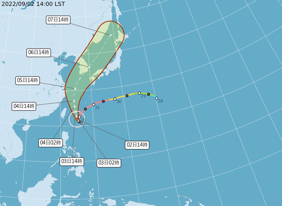 快新聞／軒嵐諾颱風估午夜發陸警　明整天北部、中部山區防大雨