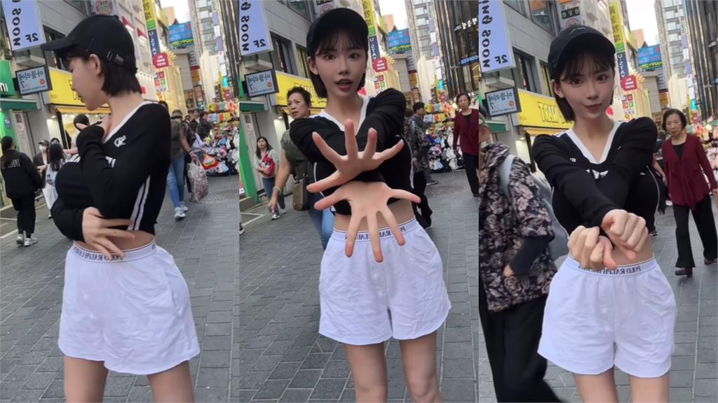 最強人造人明洞熱舞激短衣「偷藏藍莓」!路邊大姐嚇壞…網笑瘋:太震撼