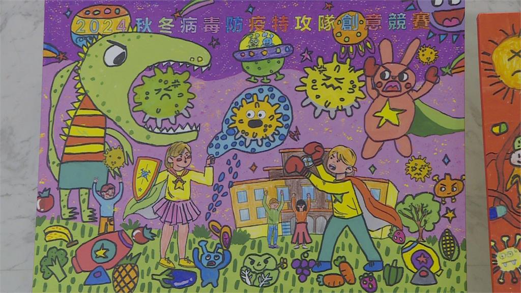 長庚展出優秀畫作 傳遞防疫觀念籲踴躍接種疫苗