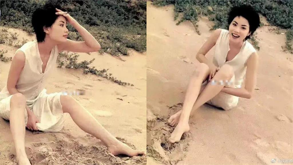 王菲24歲舊照「短髮清純」沙灘姿勢撩人　氣質網嘆：難怪謝霆鋒深愛
