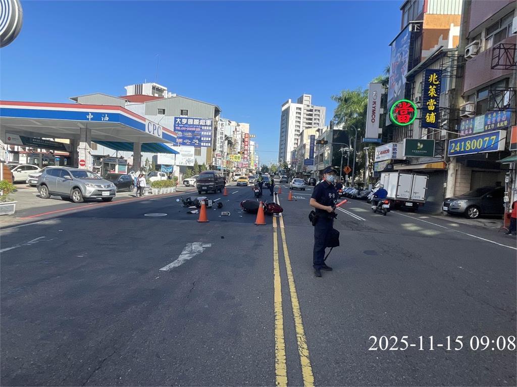 快新聞/台中連環撞3騎士倒地!70歲婦耳漏意識不清 疑逆向爭道釀禍