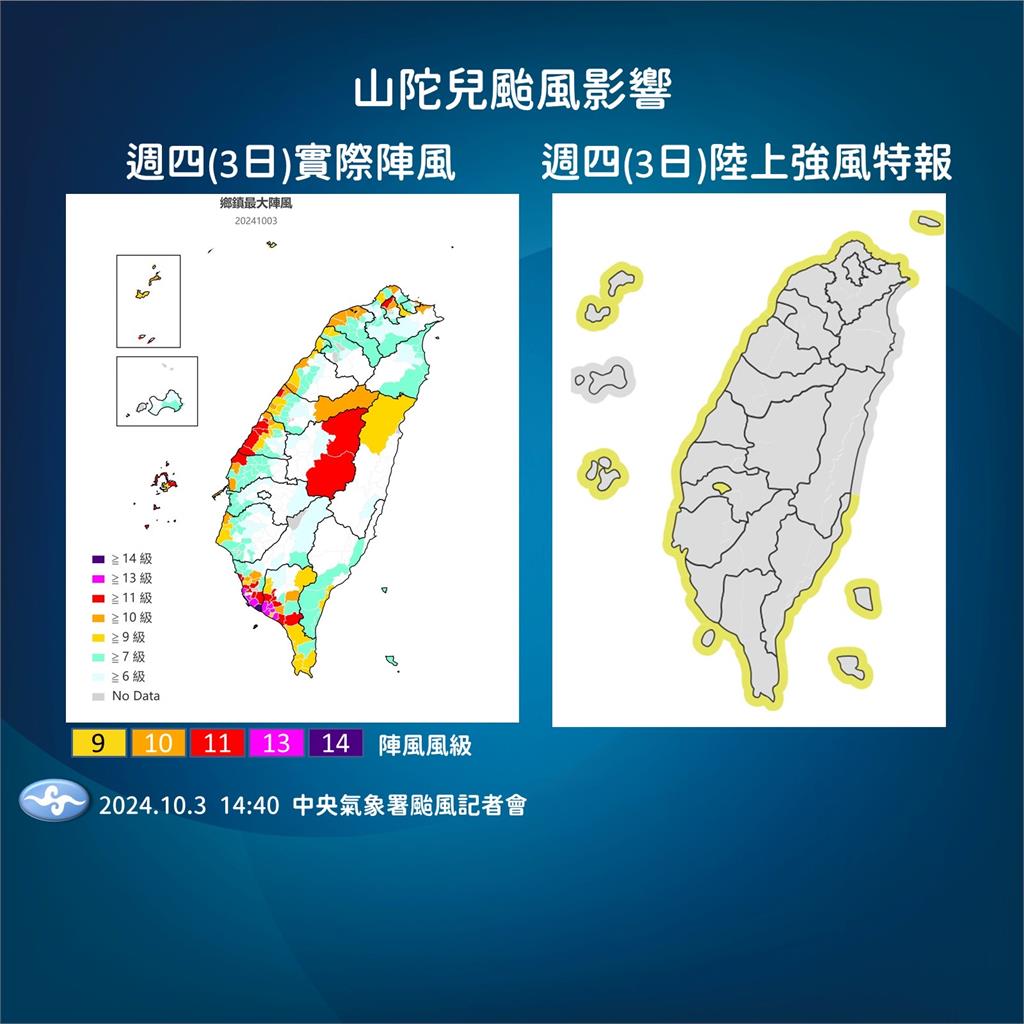 快新聞／山陀兒登陸「高屏風強雨驟」　氣象署曝風雨趨緩時間點