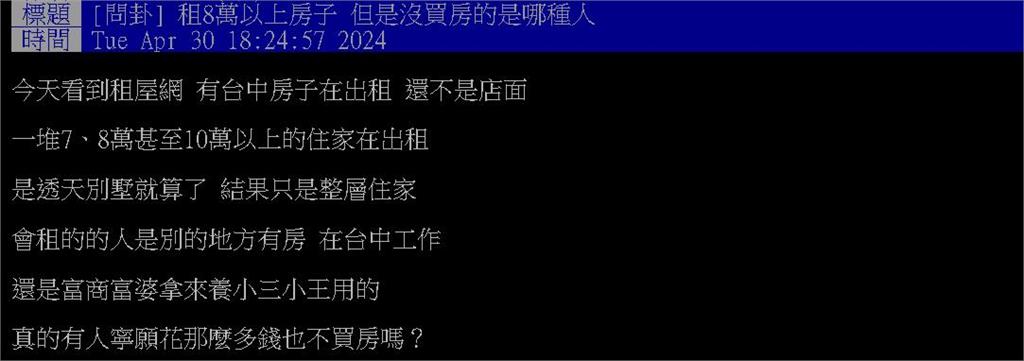 月花10萬租屋「不買房」是什麼人？內行揭「都1類人」在租曝原因