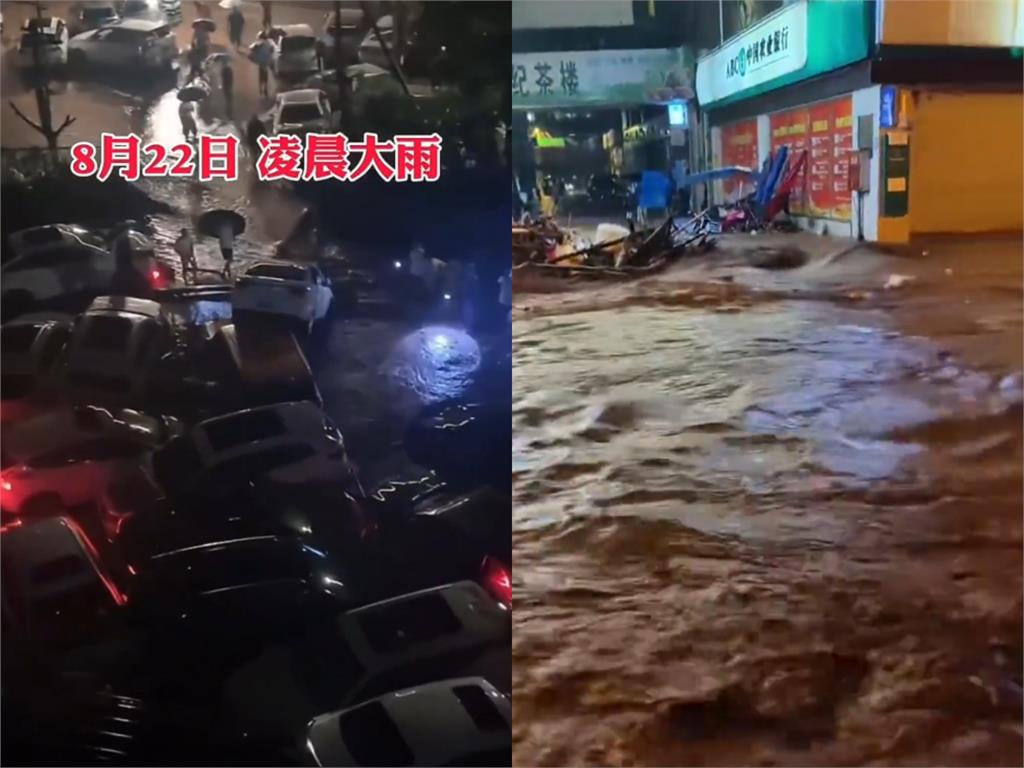 中國四川遭暴雨侵襲「水淹2.5公尺」！路人「抱樹求生」超慘畫面全被拍