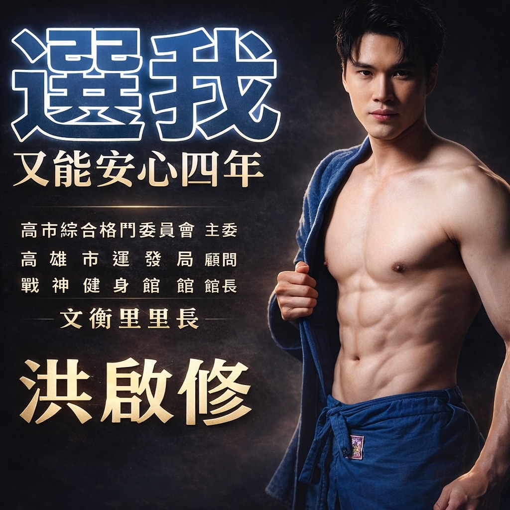 高雄里長拚連任形象照脫了！「裸身露腹肌」網笑翻喊：很有核心價值