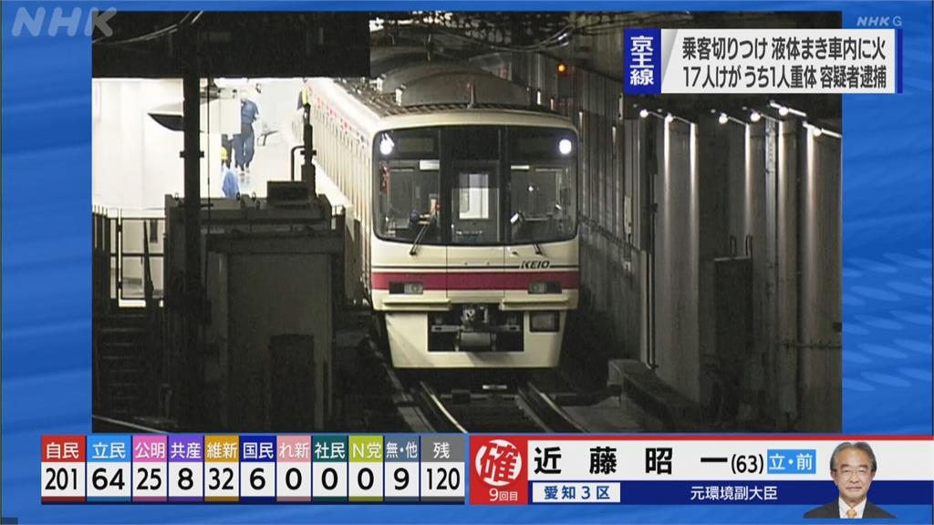 日本電車驚傳揮刀砍人案　至少17人受傷.1重傷