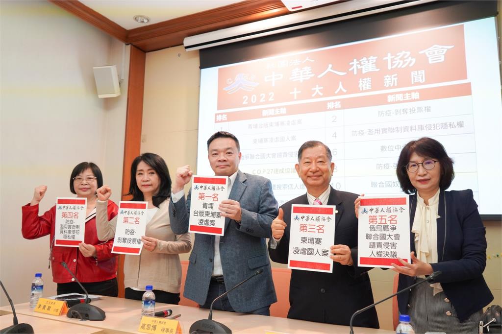 公布2022年十大人權新聞 中華人權協會籲重視人權議題