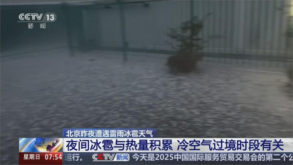 道路變冰河！北京九月罕見下冰雹　「鴿子蛋」大小冰雹來襲、車被砸出坑