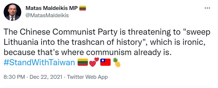 快新聞／中國嗆「掃進歷史的垃圾堆」　立陶宛議員酸：共產主義已經在那裡了