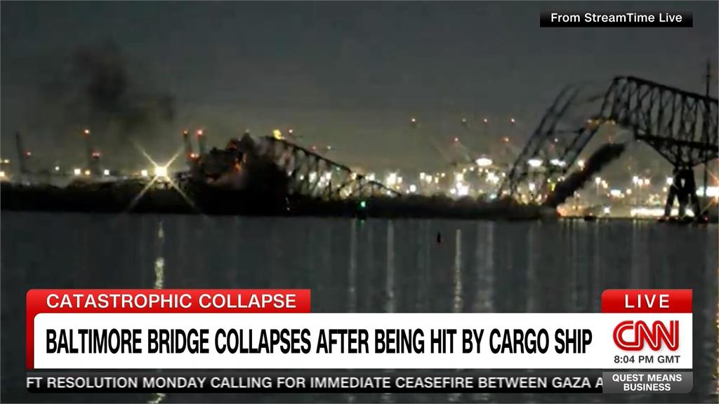 美巴爾的摩大橋遭撞斷6失蹤　州長：貨輪撞上前曾求救