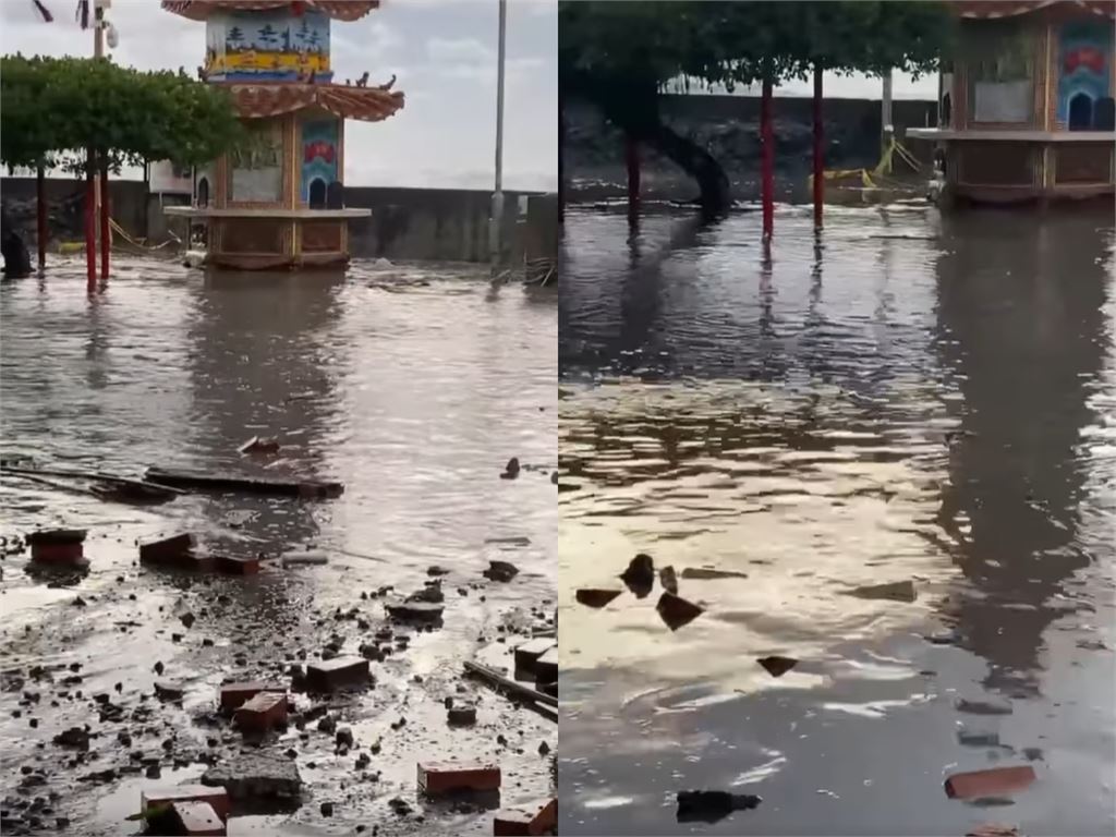 台東真的咕嚕咕嚕！杉原安天宮慘變水上樂園…宮廟遭「巨浪狂灌」驚悚畫面曝