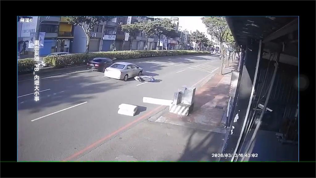 「強風」惹的禍！床墊堆放人行道飛路中　騎士閃避不及撞上「肋骨斷８根」