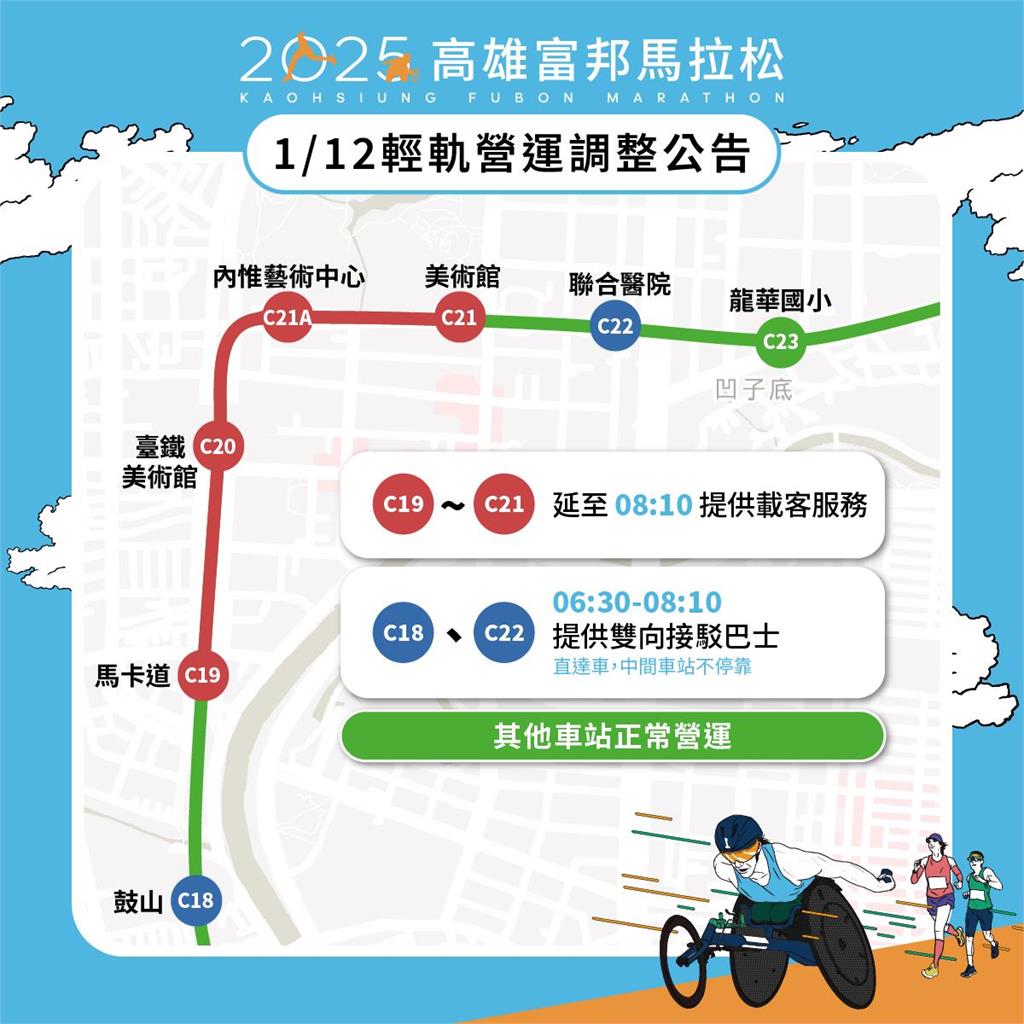 2025高雄富邦馬拉松1/11-12交通管制 城市啦啦隊最後招募
