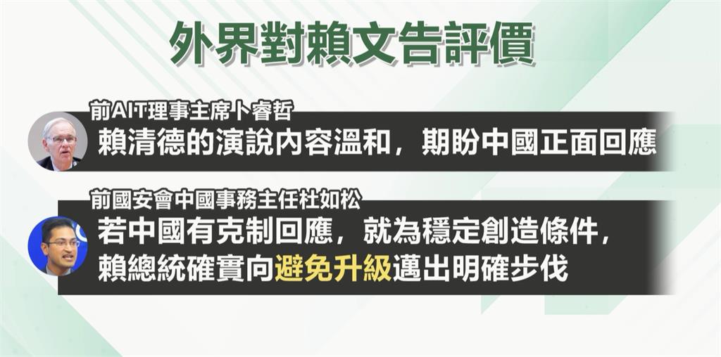 中批賴清德國慶演說　綠委：正視中華民國存在事實