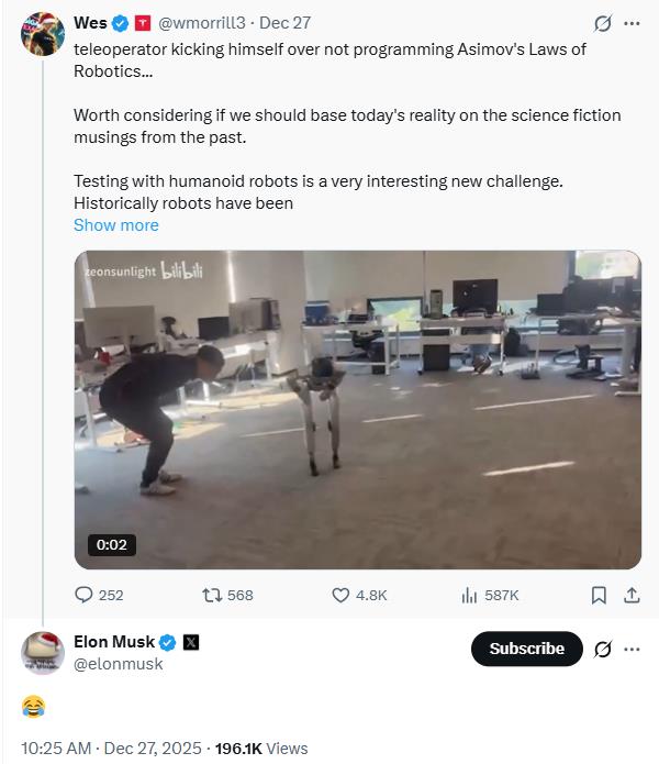 中國工程師慘遭機器人踢中「小弟弟」　影片網瘋傳！竟釣出馬斯克留下「1符號」