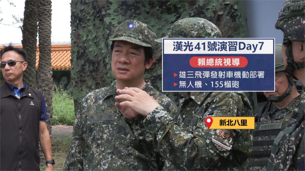 漢光41號演習第七天 賴總統著迷彩服視導雄三飛彈發射車