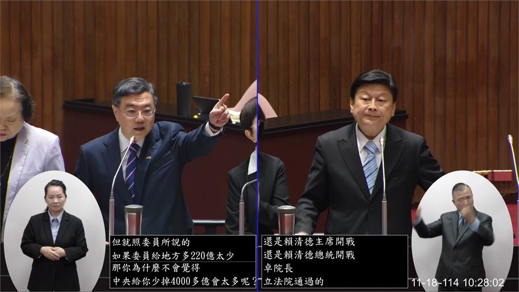 槓財劃法! 卓揆嘆"中央.國家沒生病":是國會抽血弱化中央